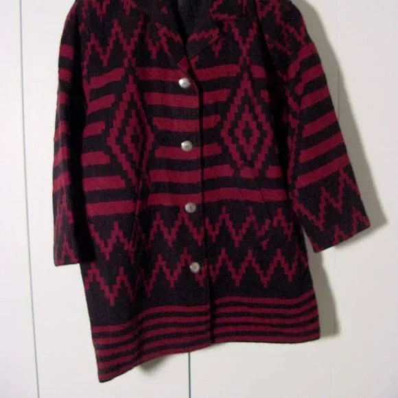 Vtg 80's Woolrich Button Front Wool Native Indian Style Jacket Sz M Made In USA